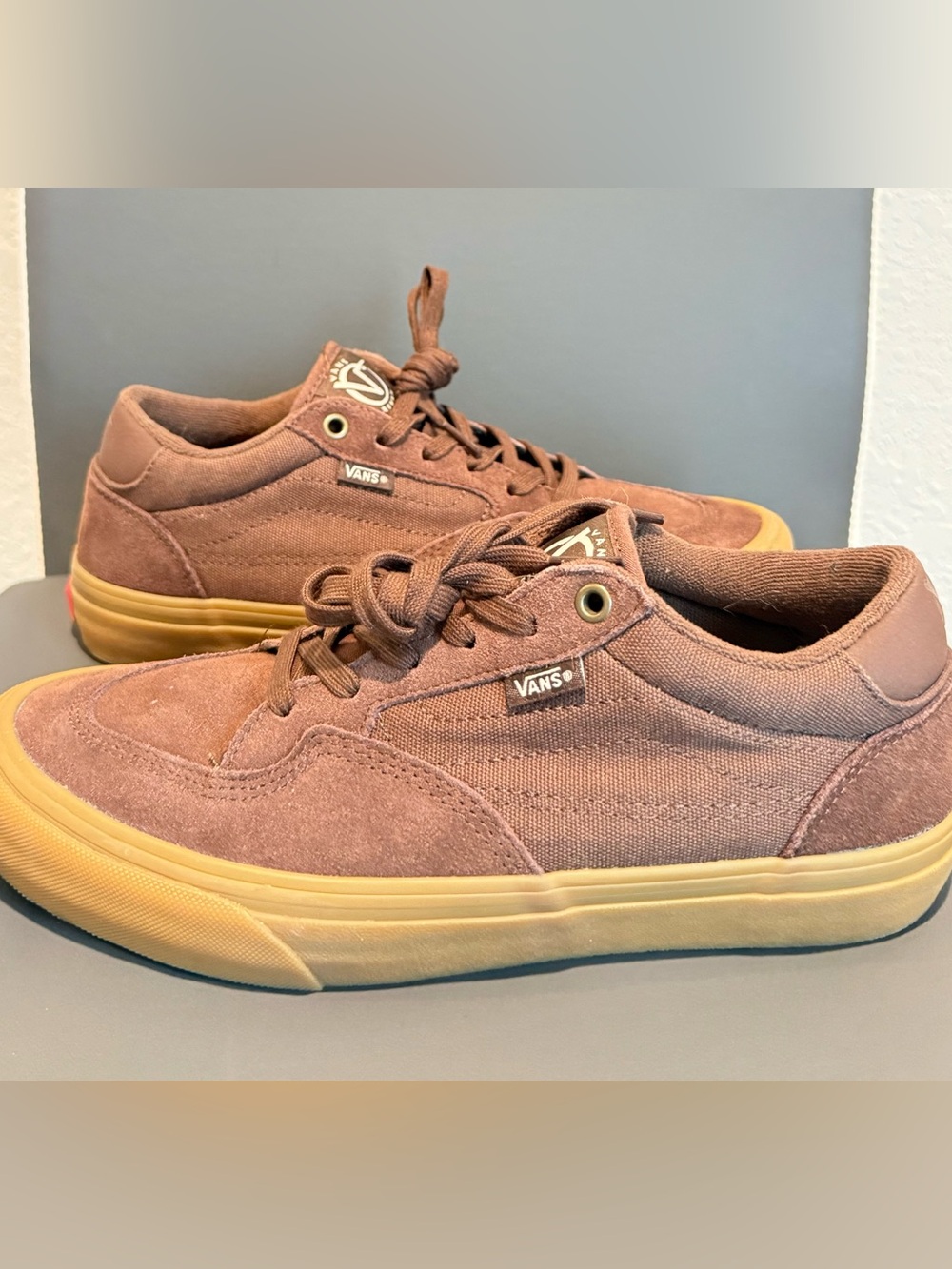Vans Rowan Potting Soil/Gum Brown Suede Canvas Men's Skate Shoes - Size 8.5